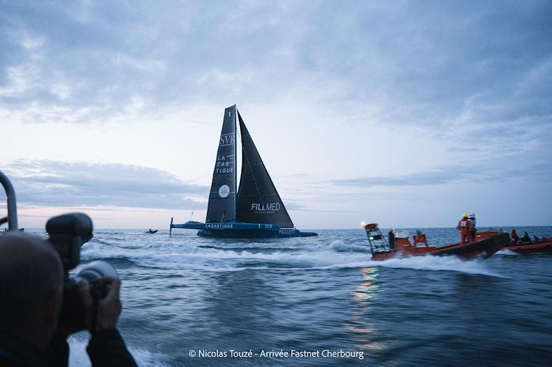 Rolex Fastnet Race outright record falls to SVR Lazartigue photo copyright N.Touzé taken at Royal Ocean Racing Club and featuring the Trimaran class