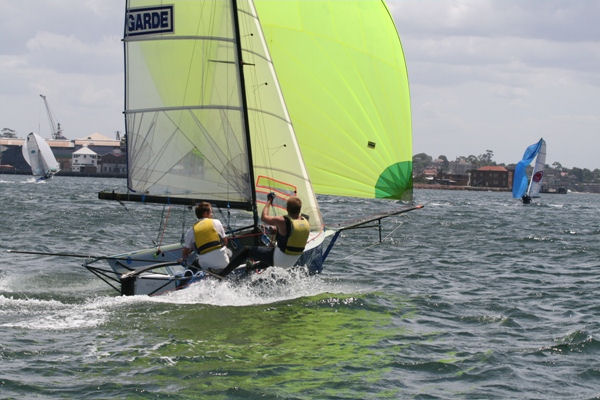 Garde finished second overall at the 12ft Skiff Interdominions photo copyright Rolf Lunsman taken at Sydney Flying Squadron and featuring the 12ft Skiff class
