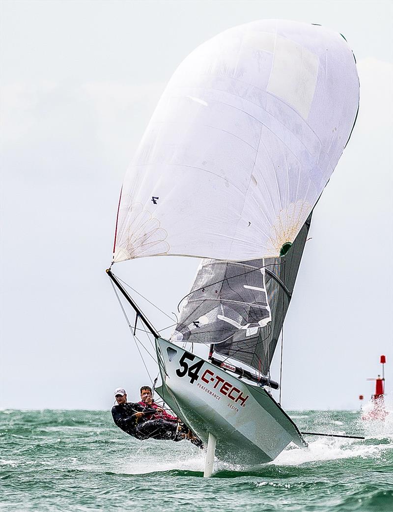 Alex Vallings competing in C-Tech in the NZ 12 Foot Skiff Nationals. Saturday 11 February, 2023 photo copyright Suellen Hurling taken at Royal Akarana Yacht Club and featuring the 12ft Skiff class
