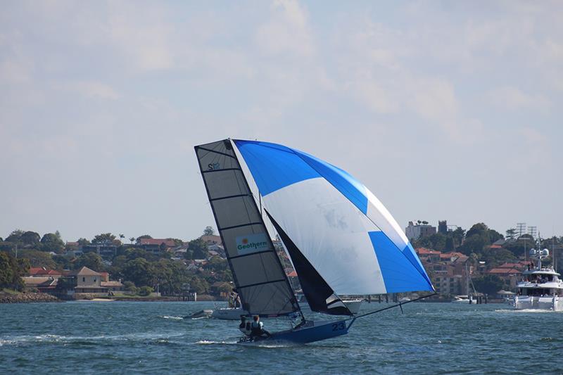 Reigning champion Geotherm is leading after Day 1 - 12ft Skiff Australian Championship photo copyright Vita Williams taken at  and featuring the 12ft Skiff class