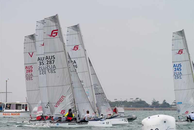 Race start on day 1 of the Viper Worlds at Geelong photo copyright LaFoto taken at Royal Geelong Yacht Club and featuring the Viper class