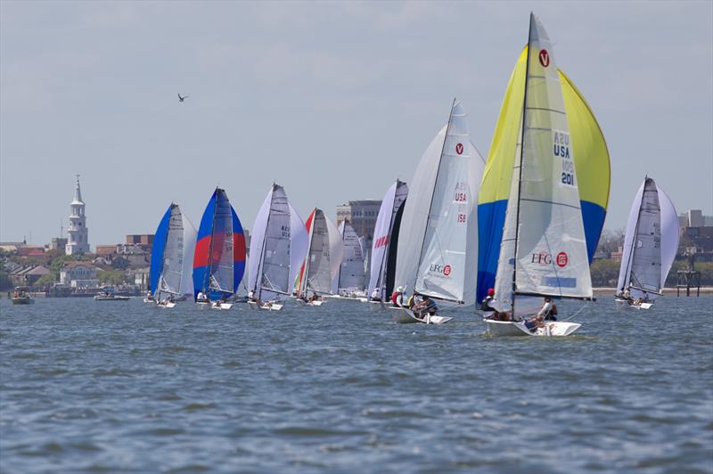 Viper 640s and Melges 20s line up on their way toward the city front on the final day at 2014 Sperry-Top Sider Charleston Race Week photo copyright Meredith Block / 2014 Sperry Top-Sider Charleston Race Week taken at Charleston Yacht Club and featuring the Viper 640 class