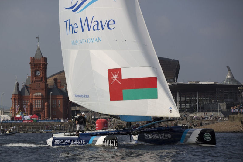 The Wave, Muscat sailing in Cardiff during the Extreme Sailing Series 2013 photo copyright Mark Lloyd taken at  and featuring the Extreme 40 class