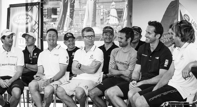 The 12 elite level skippers for Act 1, Singapore at the official press conference photo copyright Lloyd Images taken at  and featuring the Extreme 40 class