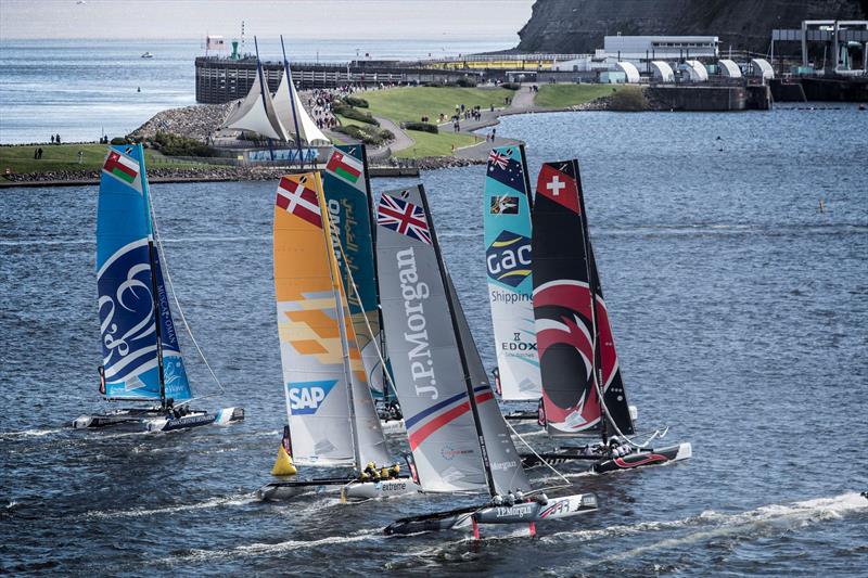 The fleet raced 11 races on day 2 of Act 5, Cardiff photo copyright Lloyd Images taken at  and featuring the Extreme 40 class
