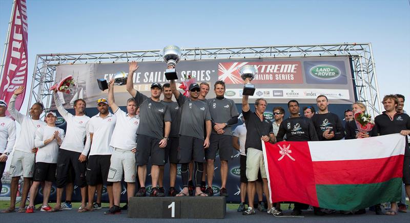 The podium positions went to Emirates Team New Zealand, The Wave, Muscat and Alinghi at Act 6, Istanbul photo copyright Lloyd Images taken at  and featuring the Extreme 40 class