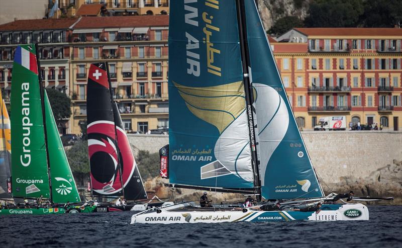 Rob Greenhalgh's Oman Air had a great day of racing on day 3 of Extreme Sailing Series Act 7, Nice photo copyright Lloyd Images taken at  and featuring the Extreme 40 class