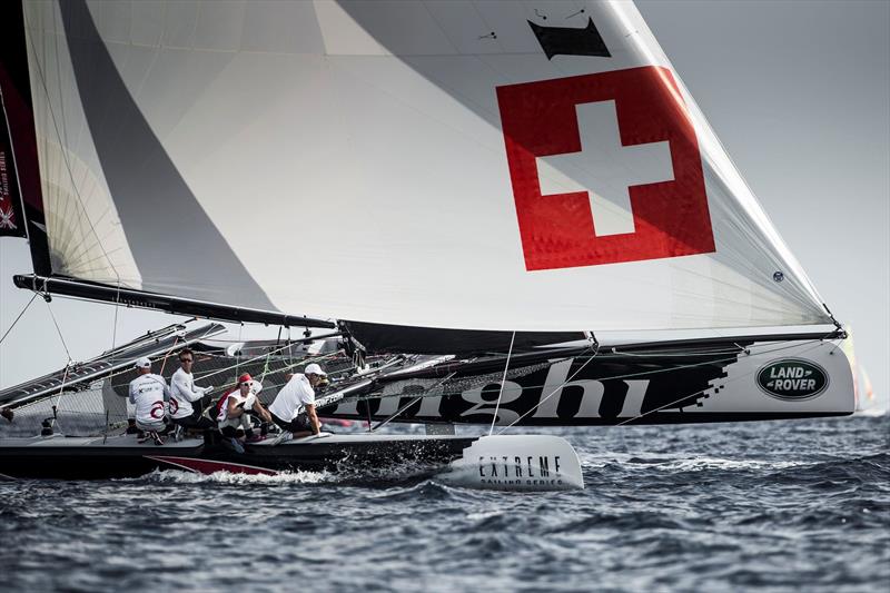 Alinghi top the Act leaderboard after day 3 of Extreme Sailing Series Act 7, Nice photo copyright Lloyd Images taken at  and featuring the Extreme 40 class