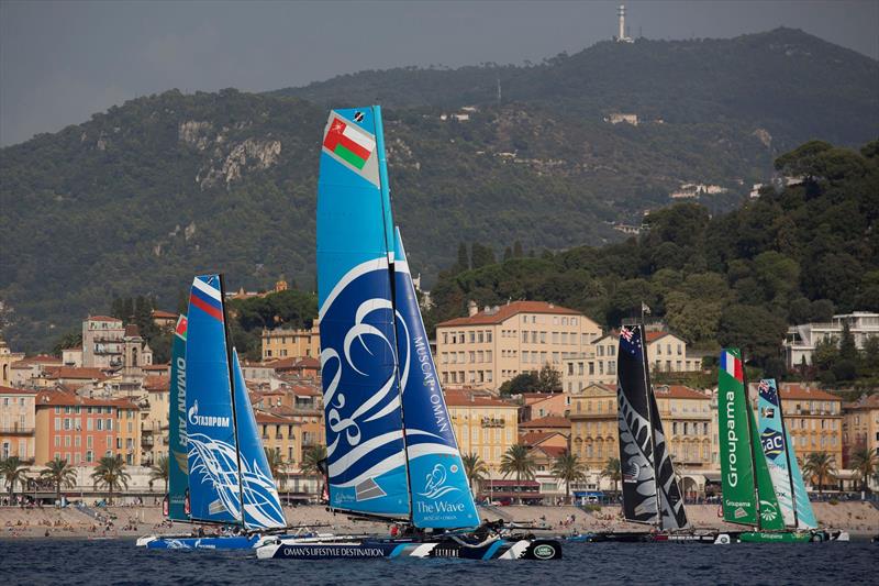 The 11-strong Extreme 40 fleet took on seven races on day 3 of Extreme Sailing Series Act 7, Nice - photo © Lloyd Images