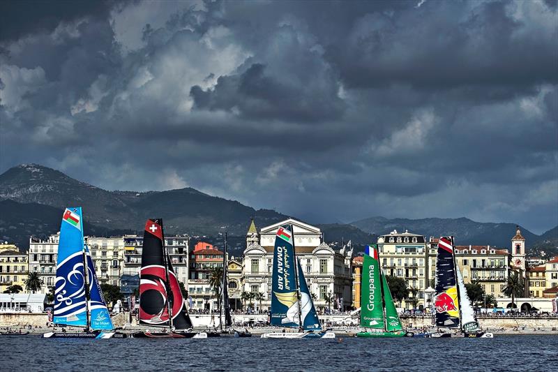 The 11-strong Extreme 40 fleet battled it out on the final day of racing in Extreme Sailing Series Act 7, Nice - photo © Lloyd Images