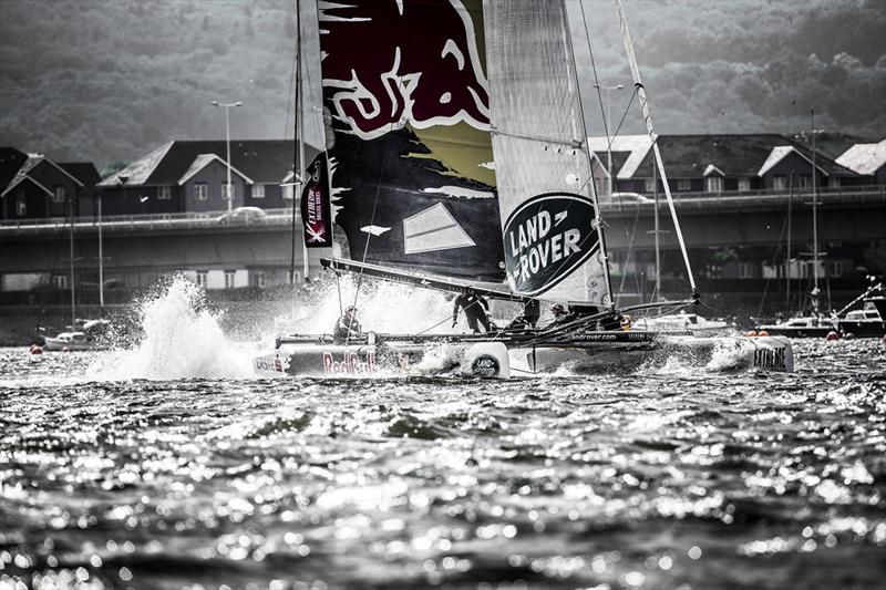 Red Bull Sailing Team bearing away downwind during day 3 of Extreme Sailing Series Act 4 Cardiff - photo © Mark Lloyd / www.lloyd-images.com
