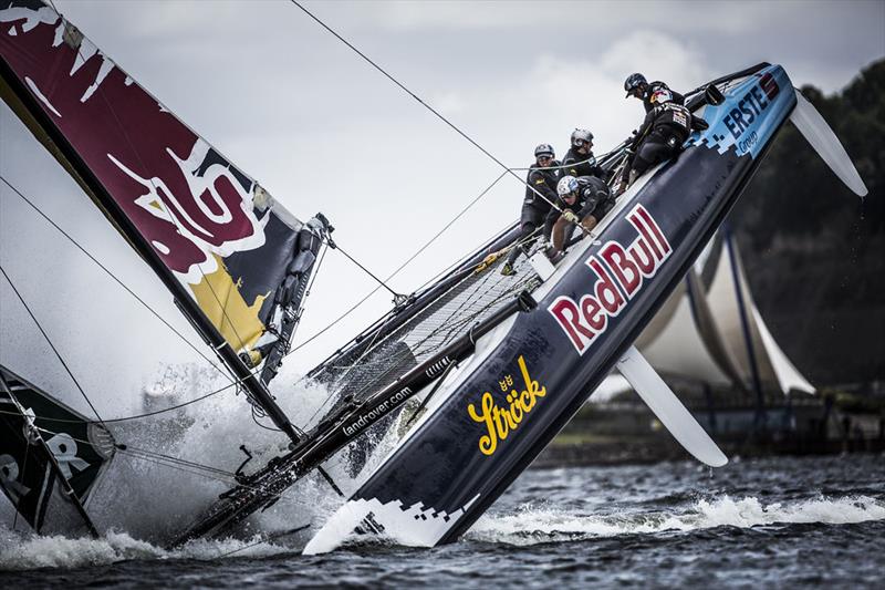 A close call for Red Bull Sailing Team on final day of the Extreme Sailing Series Act 4 Cardiff - photo © Mark Lloyd / www.lloyd-images.com