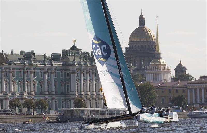 GAC Pindar race in front of the Winter Palace and Isaakievskiy Cathedral on day 1 of Extreme Sailing Series Act 6, St Petersburg - photo © Lloyd Images