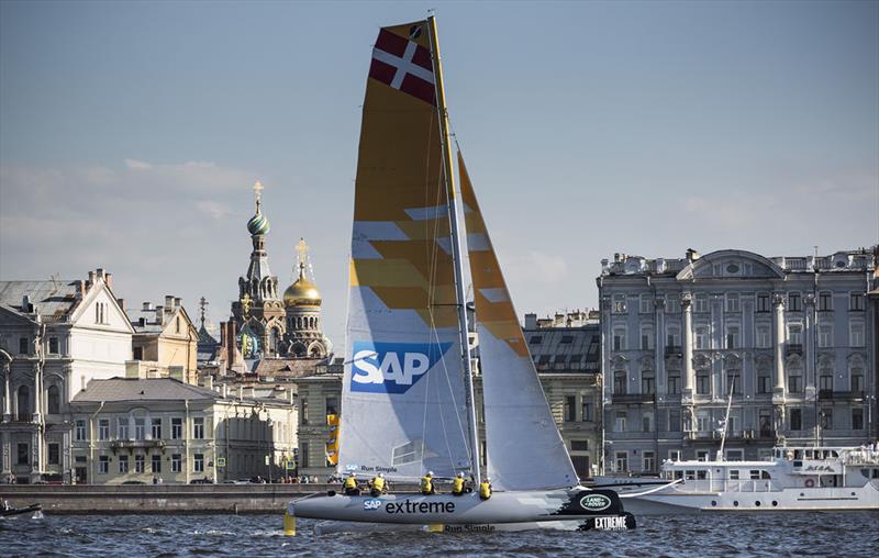 SAP Extreme Sailing Team battle it out on day 1 of Extreme Sailing Series Act 6, St Petersburg photo copyright Lloyd Images taken at  and featuring the Extreme 40 class