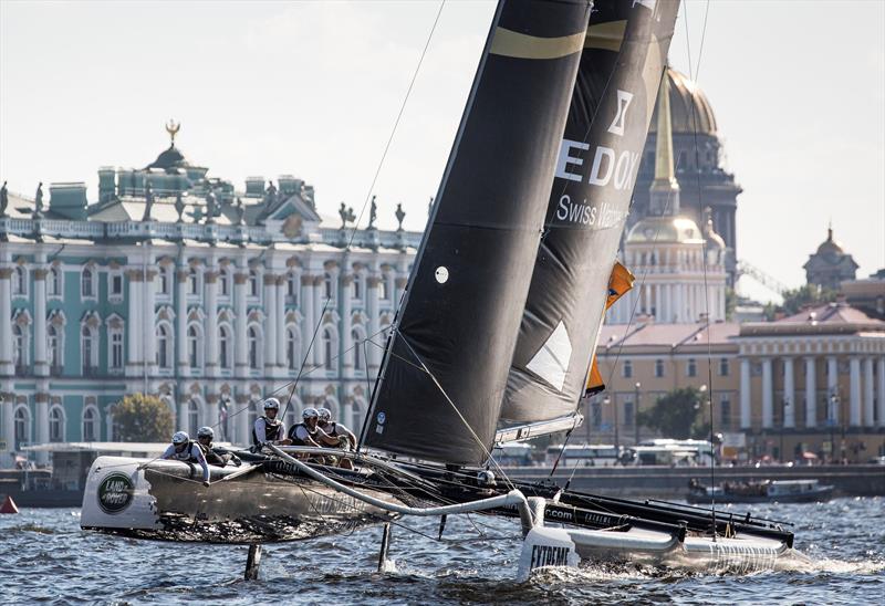 Lino Sonego Team Italia achieve their first ever podium finishing second in Extreme Sailing Series Act 6, St Petersburg - photo © Lloyd Images
