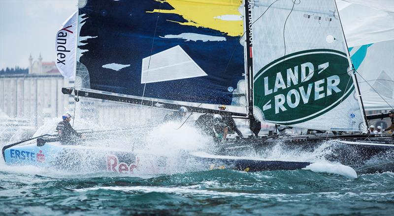 Red Bull Sailing Team power around the racetrack on day 1 of Extreme Sailing Series Act 7, Istanbul - photo © Lloyd Images