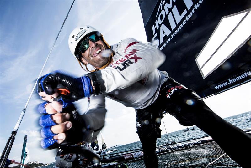 Onboard with the local boat, Team Turx's Pedro Andrade at Extreme Sailing Series Act 7, Istanbul - photo © Lloyd Images