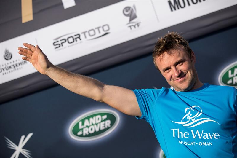 Leigh McMillan - the most successful skipper in Series history - celebrates victory at Extreme Sailing Series Act 7, Istanbul photo copyright Lloyd Images taken at  and featuring the Extreme 40 class