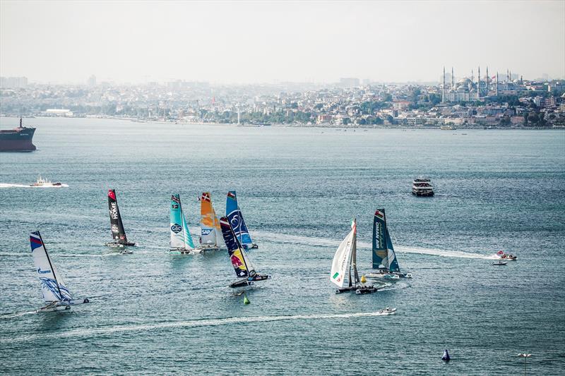 The fleet race on the Sea of Marmara at Extreme Sailing Series Act 7, Istanbul photo copyright Lloyd Images taken at  and featuring the Extreme 40 class