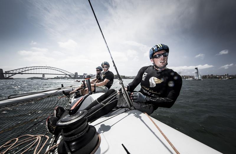 Onboard Oman Air on day 1 of Extreme Sailing Series™ Act 8, Sydney - photo © Lloyd Images