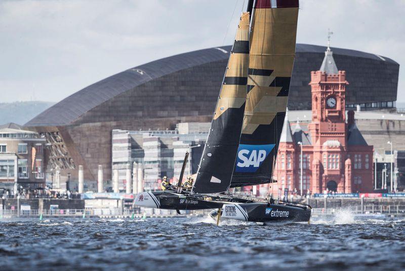 Extreme Sailing Series Act 3, Cardiff 2016 - Day Two - SAP Extreme Sailing Team photo copyright Lloyd Images taken at  and featuring the Extreme 40 class