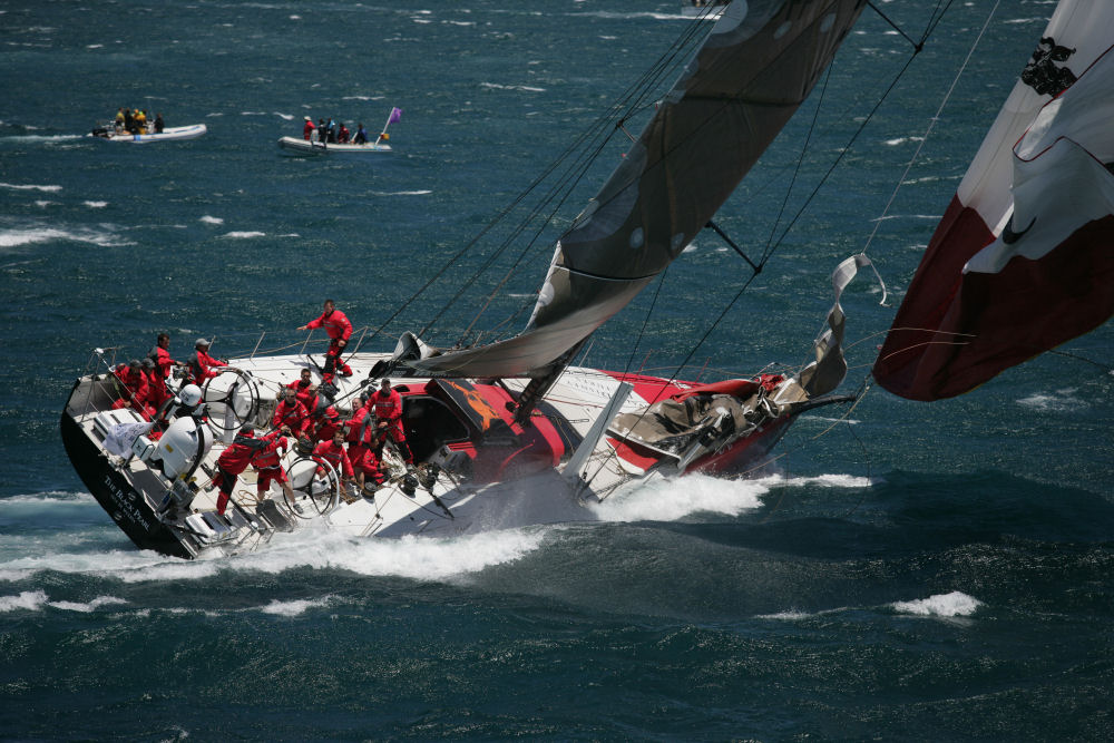 The Black Pearl about to boach during the Cape Town inshore race of the Volvo Ocean Race photo copyright Oskar Kihlborg / Volvo Ocean Race taken at  and featuring the Volvo 70 class