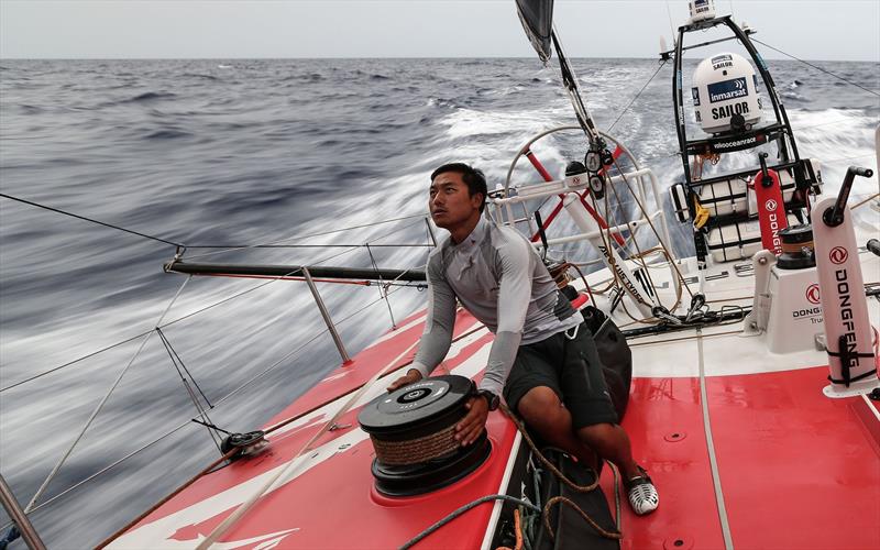 Grey skies onboard but it is only going to get wetter and colder for the fleet during leg 1 of the Volvo Ocean Race - photo © Yann Riou / Dongfeng Race Team