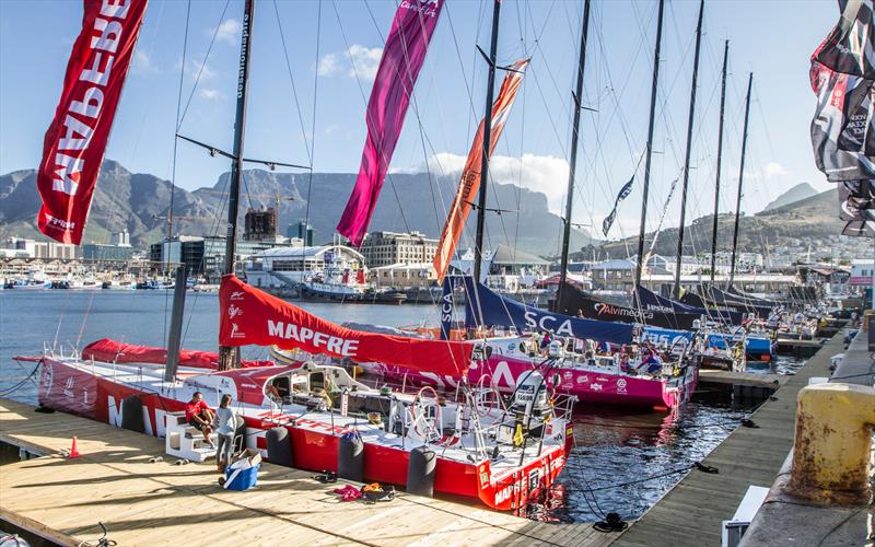 All the Volvo Ocean Race 65 yachts are moored in the pontoon of the V&A Waterfront ready for the In-Port Race photo copyright Volvo Ocean Race taken at  and featuring the Volvo One-Design class