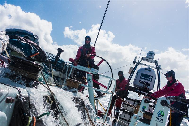 Strong winds in the South Pacific during Volvo Ocean Race Leg 5 photo copyright Anna-Lena Elled / Team SCA / Volvo Ocean Race taken at  and featuring the Volvo One-Design class