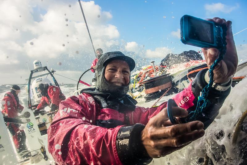 Team SCA take a few selfies in the Volvo Ocean Race photo copyright Corinna Halloran / Team SC taken at  and featuring the Volvo One-Design class