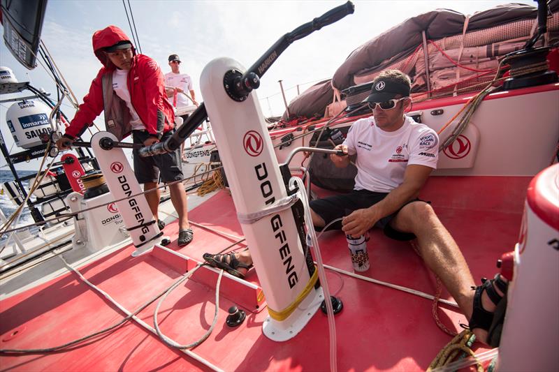 Using the emergency water-maker on Dongfeng during Volvo Ocean Race Leg 6 photo copyright Sam Greenfield / Dongfeng Race Team / Volvo Ocean Race taken at  and featuring the Volvo One-Design class