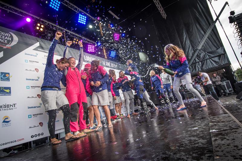 Team SCA during the Volvo Ocean Race stopover in Lorient photo copyright Marc Bow / Volvo Ocean Race taken at  and featuring the Volvo One-Design class