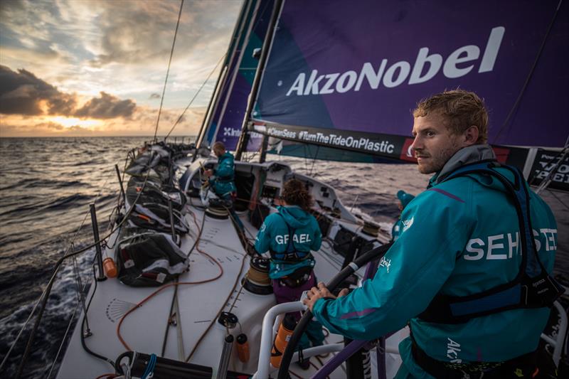 Nicolai Sehested looking for approaching squalls on AkzoNobel during Volvo Ocean Race leg 2 photo copyright James Blake / Volvo Ocean Race taken at  and featuring the Volvo One-Design class