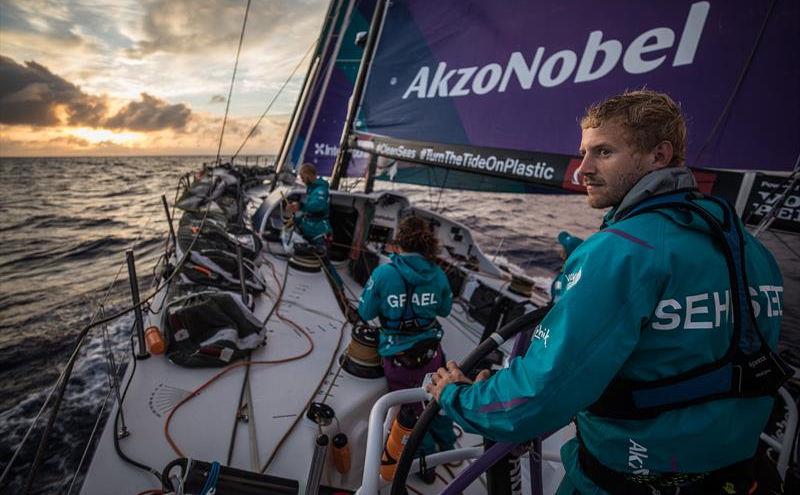 Nicolai Sehested looking for approaching squalls on AkzoNobel during Volvo Ocean Race leg 2 photo copyright James Blake / Volvo Ocean Race taken at  and featuring the Volvo One-Design class