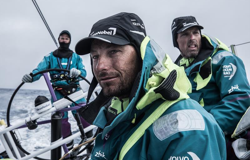 Luke Molloy, Peter van Niekerk and Chris Nicolson on AkzoNobel during Volvo Ocean Race leg 2 - photo © James Blake / Volvo Ocean Race