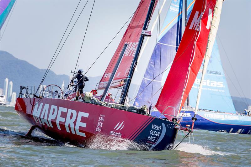 MAPFRE leads the fleet away as Volvo Ocean Race Leg 8 from Itajaí to Newport starts photo copyright María Muiña / MAPFR taken at  and featuring the Volvo One-Design class
