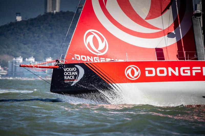 Overall leader Dongfeng Race Team as Volvo Ocean Race Leg 8 from Itajaí to Newport starts photo copyright Eloi Stichelbaut / Volvo Ocean Race taken at  and featuring the Volvo One-Design class