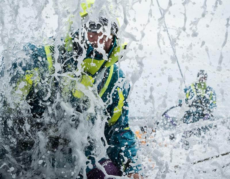 Leg 3, Cape Town to Melbourne, day 8, on board AkzoNobel. After 2.5 days without a mainsail the team are up and running. Skipper Simeon Tienpont is straight into it. - photo © James Blake / Volvo Ocean Race