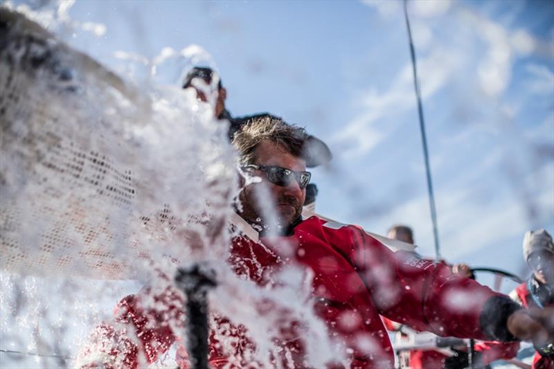 Leg 3, Cape Town to Melbourne, day 8, David Witt lifting the stack on board Sun Hung Kai / Scallywag photo copyright Konrad Frost / Volvo Ocean Race taken at  and featuring the Volvo One-Design class