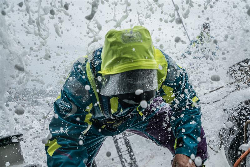 Zhik won the DAME award for the second year running at METZ for this zip on helmet getting a work-out in the Souther Ocean on team AkzoNobel photo copyright James Blake / Volvo Ocean Race taken at  and featuring the Volvo One-Design class