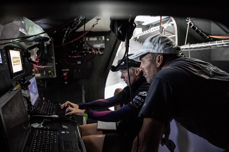 Leg 4, Melbourne to Hong Kong, day 1 Libby Greenhalgh and Grant Wharington looking at the route on board Sun Hung Kai / Scallywag. - photo © Konrad Frost / Volvo Ocean Race