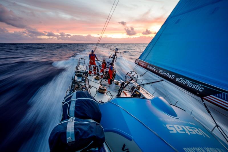 Volvo Ocean Race Leg 4, Melbourne to Hong Kong, day 04, sunset brings building winds and easy sailing on board Vestas 11th Hour photo copyright Amory Ross / Volvo Ocean Race taken at  and featuring the Volvo One-Design class