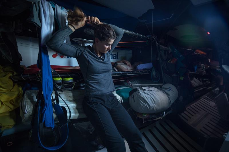 Martine Grael, Leg 4, Melbourne to Hong Kong, day 14. Onboard Azkonobel in the South Pacific near Challenger Deep photo copyright Sam Greenfield / Volvo Ocean Race taken at  and featuring the Volvo One-Design class