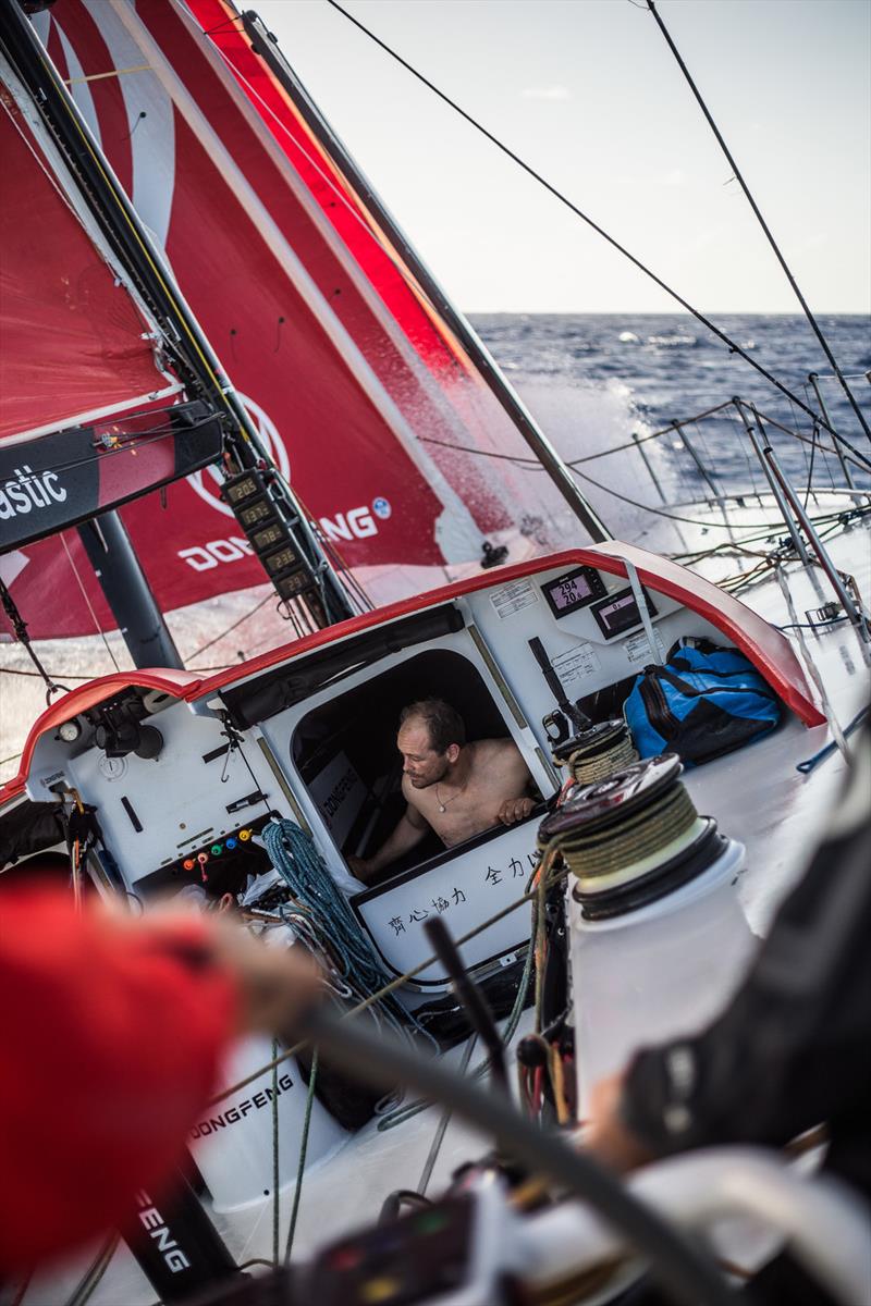Leg 4, Melbourne to Hong Kong, day 14 on board Dongfeng. Sailing downwind into the trades winds heading to Hong Kong photo copyright Martin Keruzore / Volvo Ocean Race taken at  and featuring the Volvo One-Design class