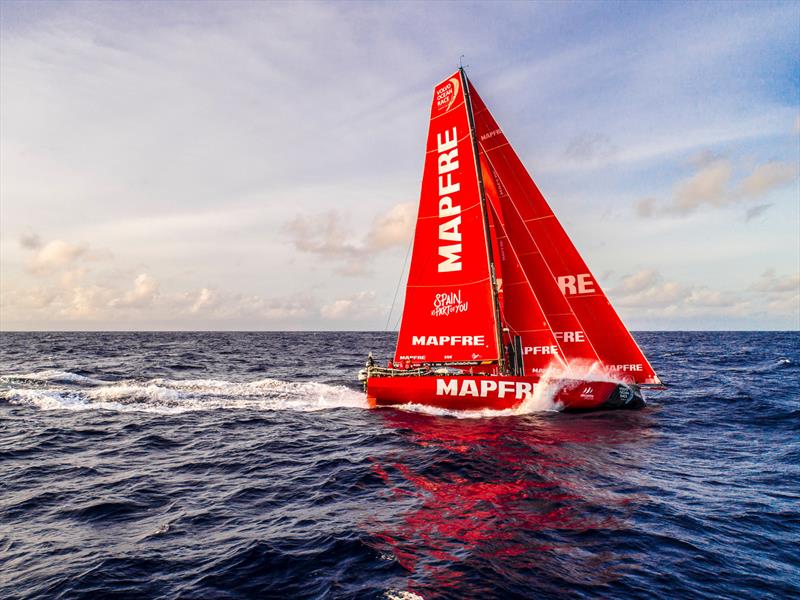 Leg 4, Melbourne to Hong Kong, day 16 on board MAPFRE, Drone shot during the sun rise photo copyright Ugo Fonolla / Volvo Ocean Race taken at  and featuring the Volvo One-Design class