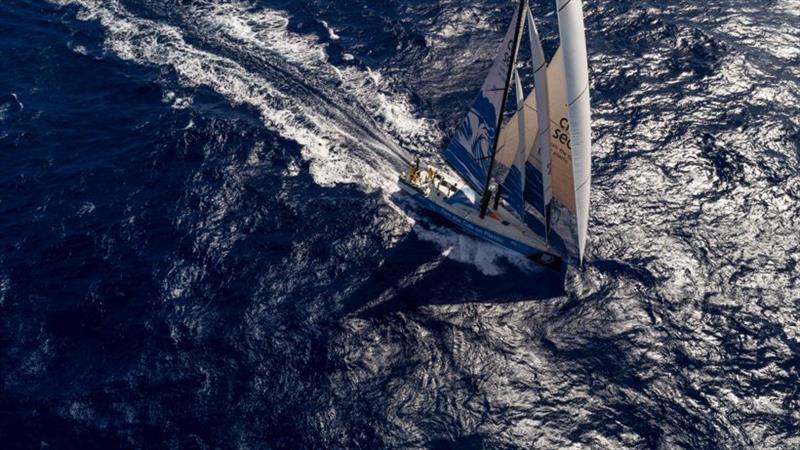 Volvo Ocean Race Leg 4, Melbourne to Hong Kong, Day 17 onboard Turn the Tide on Plastic. Flying the drone is 28-30 knots of wind as we are approx 795nm from the finish. - photo © Brian Carlin / Volvo Ocean Race