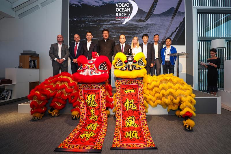 VOR Hong Kong stopover. Dignitaries at the opening of the Volvo Pavilion photo copyright Ainhoa Sanchez / Volvo Ocean Race taken at  and featuring the Volvo One-Design class
