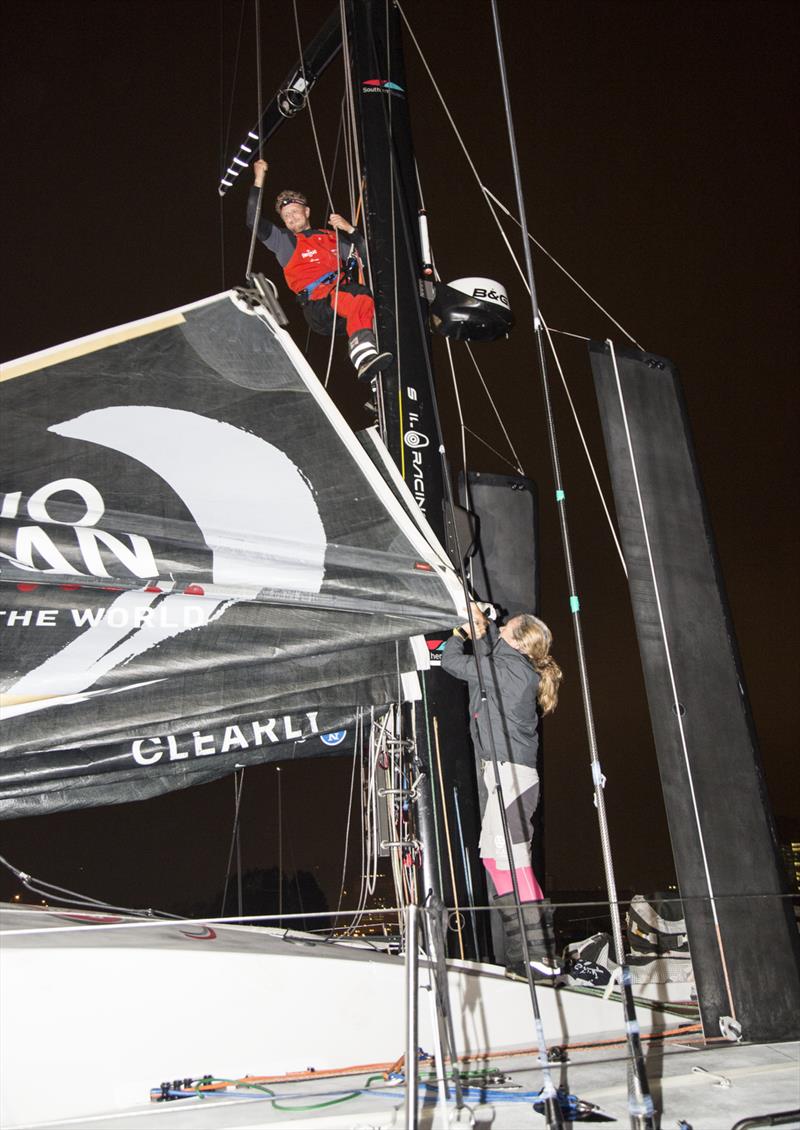 VOR 2017-18 leg 4 finish in Hong Kong. SHK Scallywag first finisher. Time to pack up photo copyright Guy Nowell taken at  and featuring the Volvo One-Design class