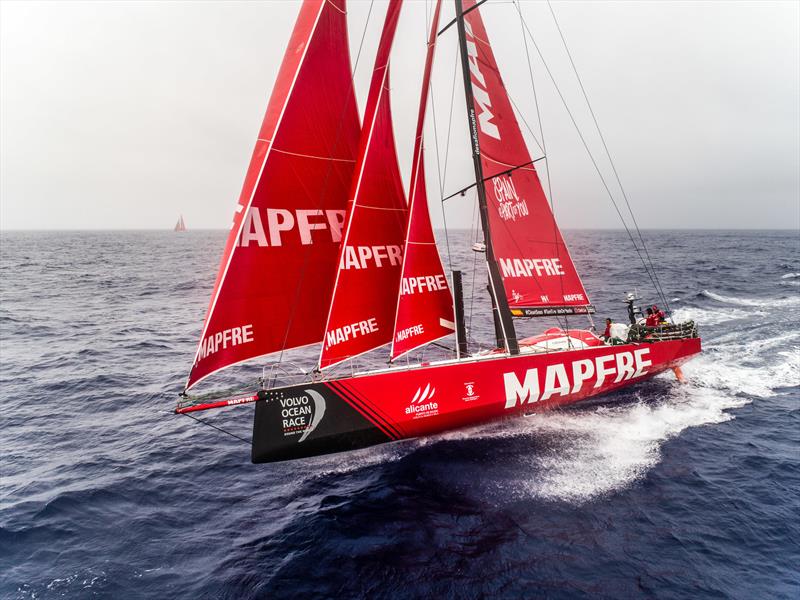 Leg 6 to Auckland, Day 6 on board MAPFRE, drone shot with Dongfeng in the background. 12 February, 2018 photo copyright Ugo Fonolla / Volvo Ocean Race taken at  and featuring the Volvo One-Design class
