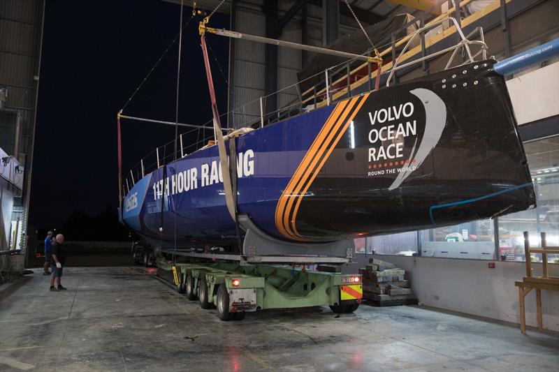 Vestas 11th Hour Racing unloaded and waiting to start the trip to Auckland for repair ahead of the start of Leg 7 of the Volvo Ocean Race on March 18, 2018 - photo © Vestas 11th Hour Racing